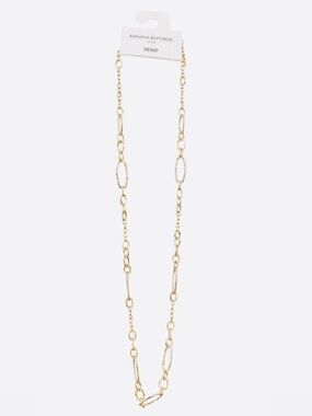 Banana Republic Long Gold Layering Chain - Hammered Metal